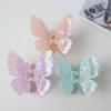 Portable Retro Double-layer Butterfly Hair Claw Colorful Acetate Crab Hair Clip for Women Travel Outdoor Emergency Use