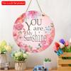 2D Flat 20*20cm1pc You Are My Sunshine Gorgeous Garland Round Hanging Wooden Home Decoration, Bright Colorful Flowers Print Wood Pendant for Home