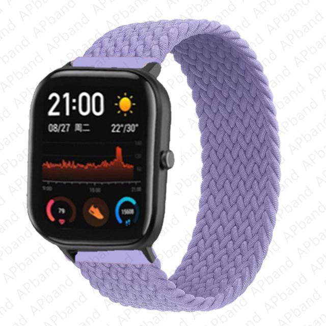 20 мм 22 мм ремешки для часов для Amazfit GTS/4/3/2/2e/GTS2 Mini/GTR 4/3 pro/GTR2/2e/2 Плетеный solo loop Браслет Amazfit bip 6 5 ремешок