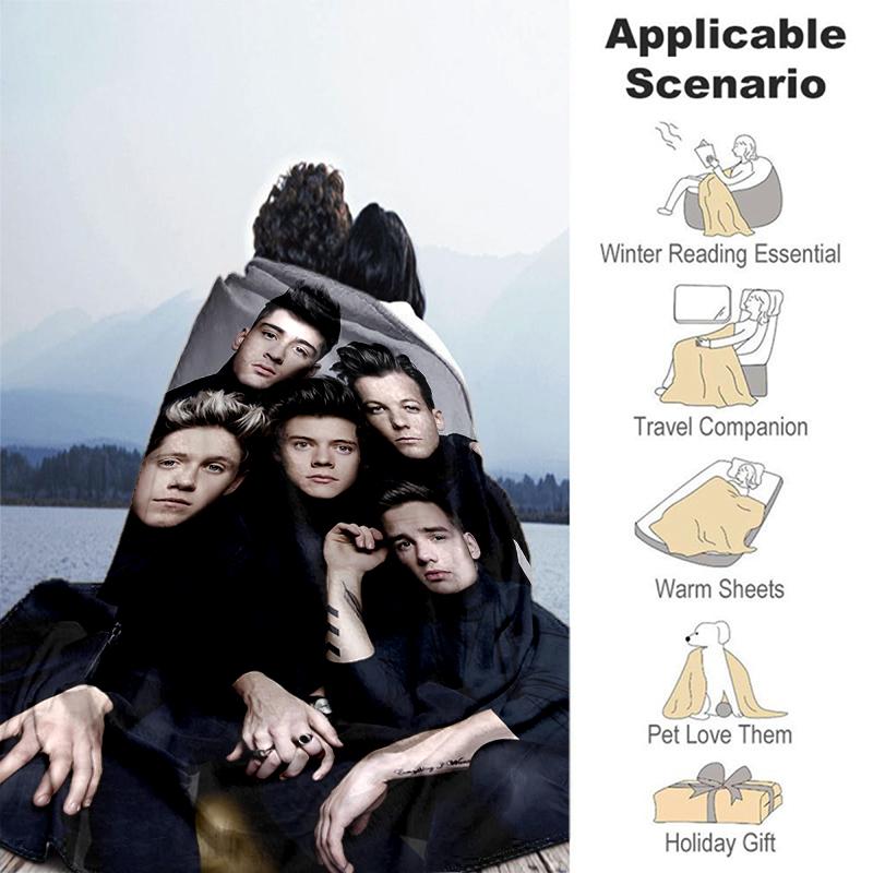 1pc Blanket One Direction Print Design, Lightweight Blanket for Sofa, Bed- Soft &Warm, Gift for All Seasons like Christmas, Halloween