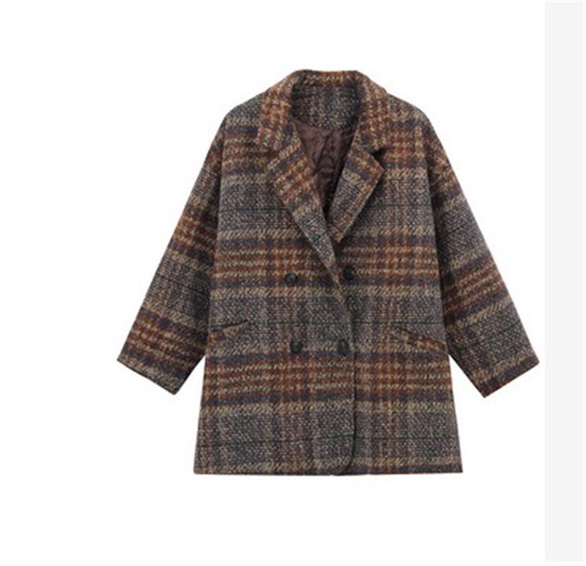 Women's Mid-Length Plaid Tweed Coat – Fall/Winter 2025 Collection