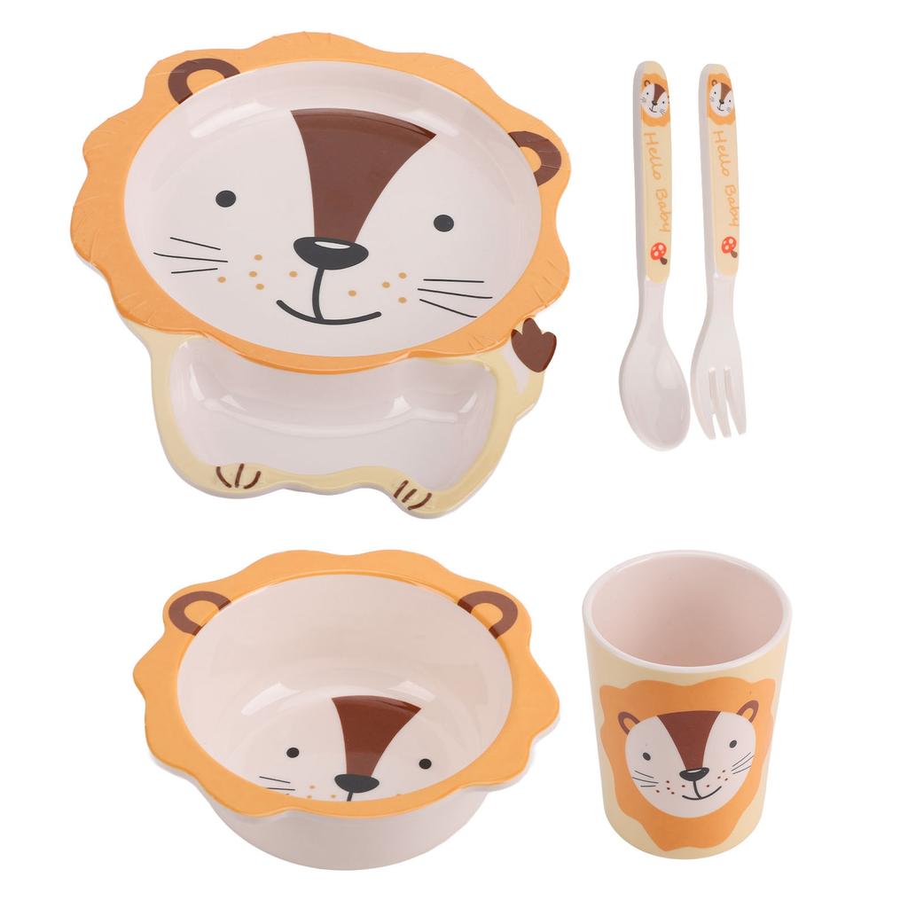 Kids Plates Set Cartoon Dishes Plates Utensils Set for Toddler Divided Food Tableware