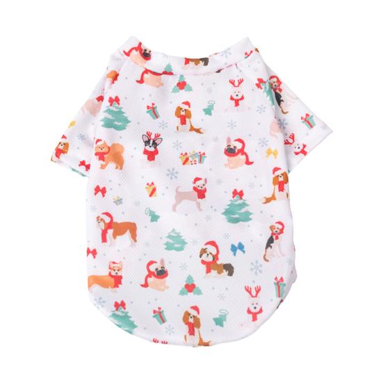 Футболка для домашних животных, моющийся принт, прочный мягкий наряд, свитер для собаки с рождественскими элементами