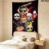 Chibi Chucky Freddy Krueger Wall Tapestry Aesthetic Wall Hanging Printed Fabric Blanket Decorative Tapestries for Bedroom Living Room Home Decor