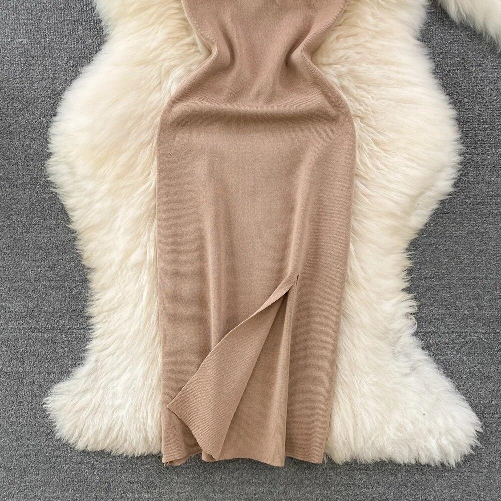 RUGOD Франция сексуальное вязаное клубное платье женское платье без рукавов с разрезом винтажное короткое платье перья монтаж зеленое тонкое платье