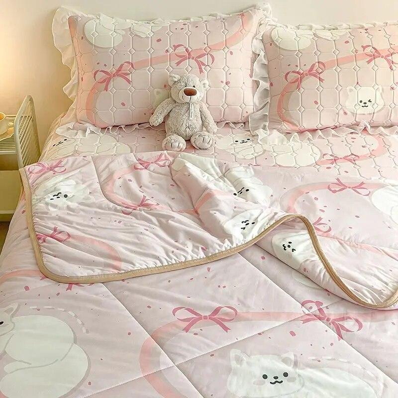 Корейский летний охлаждающий латексный тонкий комплект одеял с кондиционером, простыня с наволочками, роскошный комплект постельного белья размера «queen-king-size»