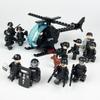 Small Particle Aircraft Black Hawk Helicopter Model Children's Building Blocks Toy Black SWAT Toy