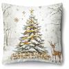 Home Decor Christmas Deer & Snowman Pattern Cushion Covers Pattern Cushion Cover Suitable For Sofa Bedroom Car Pillow Cover