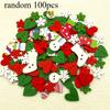 100pcs Recycled Wood Christmas Buttons - Assorted Festive Designs (Snowflakes, Hearts, Flowers, Boots) - Vibrant Mixed Colors