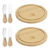Cheese Board Bamboo Butter Cutter Board Set Cake Dessert Pastry Mini Tray with Knive and Fork for Wedding Birthday Party Cutlery