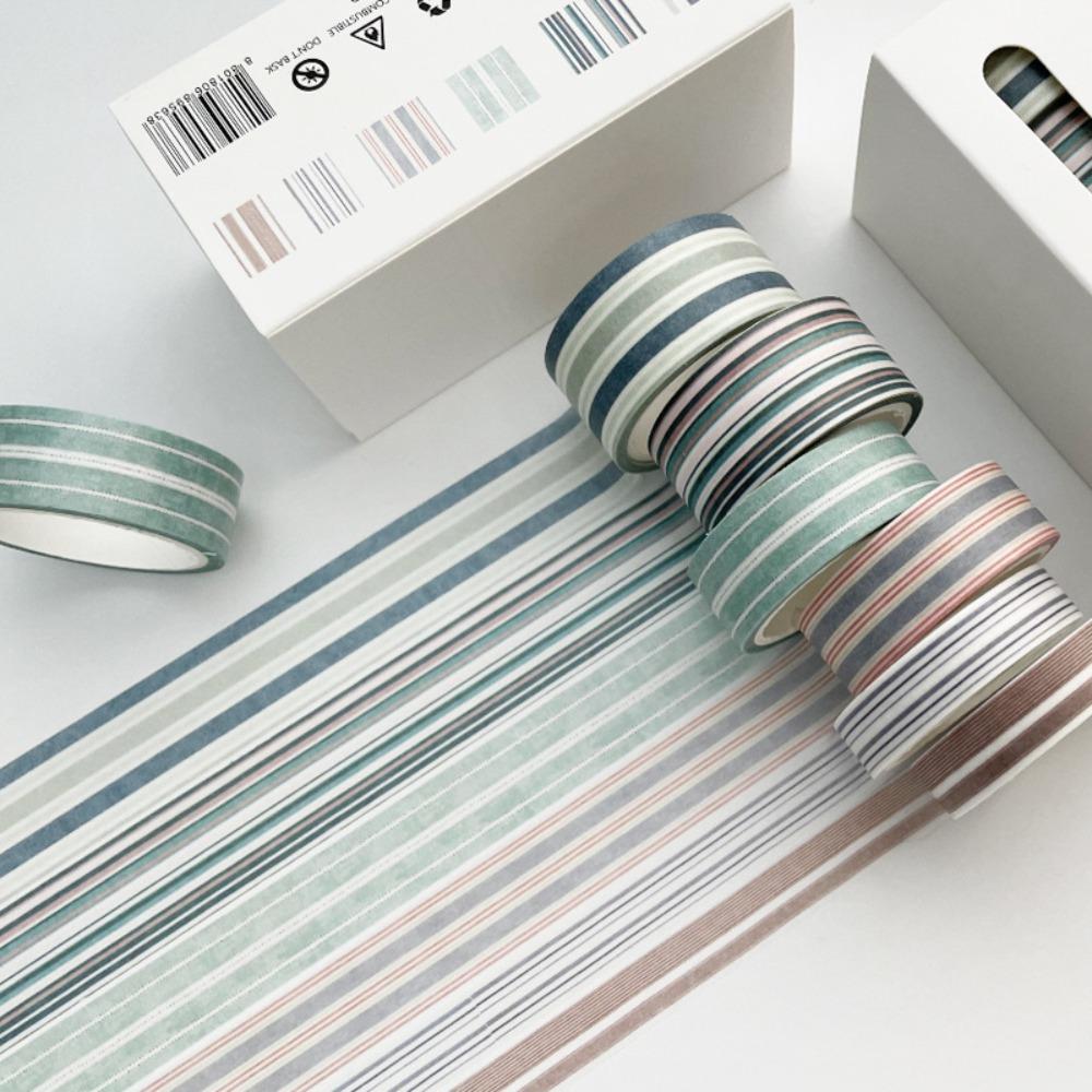 6Rolls/box Kawaii 6 Colors Plaid Washi Tape Colorful DIY Handbook Gift Decoration Material in A Box 5 Meters in A Roll