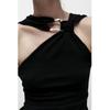 Fall and Winter New Women's Clothing French Design Sleeveless Halter Gold Inlay and Bow Tie Tops 4938106