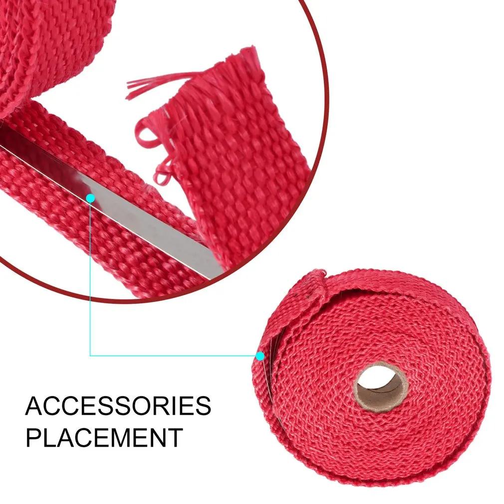 5M Roll Fiberglass Heat Shield Motorcycle Exhaust Thermal Tape Header Pipe Heat Wrap Tape Thermal Protection with Stainless Ties