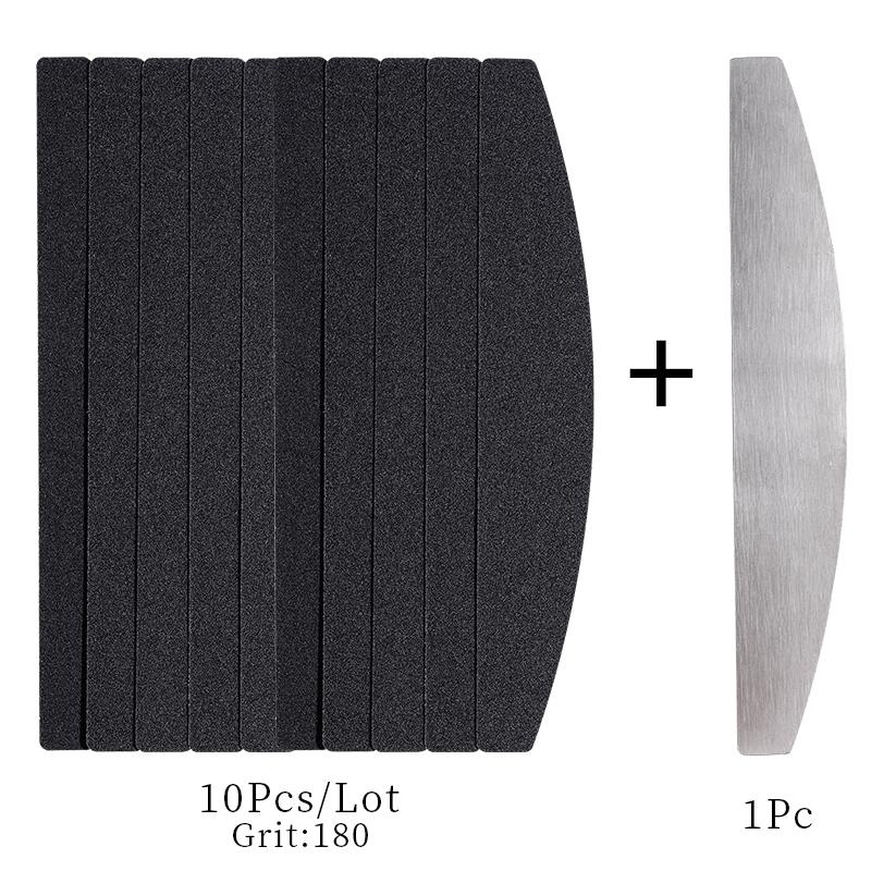 Straight Replacement Nail File 100/180/240 Grey Black Removable SandPaper With Stainless Steel Handle Metal Sanding Nail Files