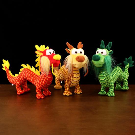 2024 год Дракон-талисман плюшевая кукла Мягкая кукла-животное 3D стоячая поза Китайский Зодиак Дракон Плюшевые Фестиваль Украшения Дома Новый