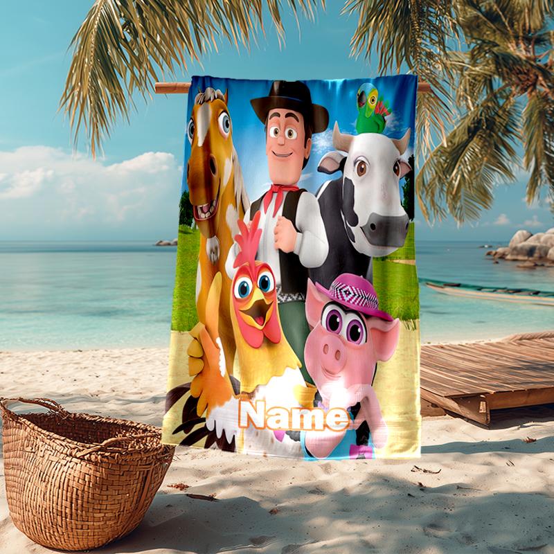 Custom Name Ultra-Soft Beach Towel with La Granja de Zenón Theme,Ideal for Pool - Camping, Diving - Perfect Travel Essential, Vibrant Beach Towel.