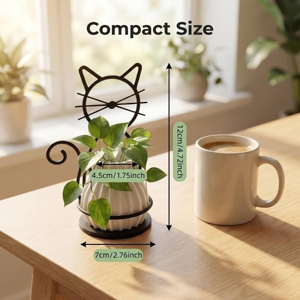Creative Metal Stand Flowerpot Multi-functional Desktop Flower Vase Funny Cat Shaped Vase Gifts