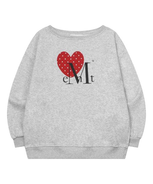 MUCENT Moa Dot Heart Logo One-Shoulder Sweatshirt (2 Colors)