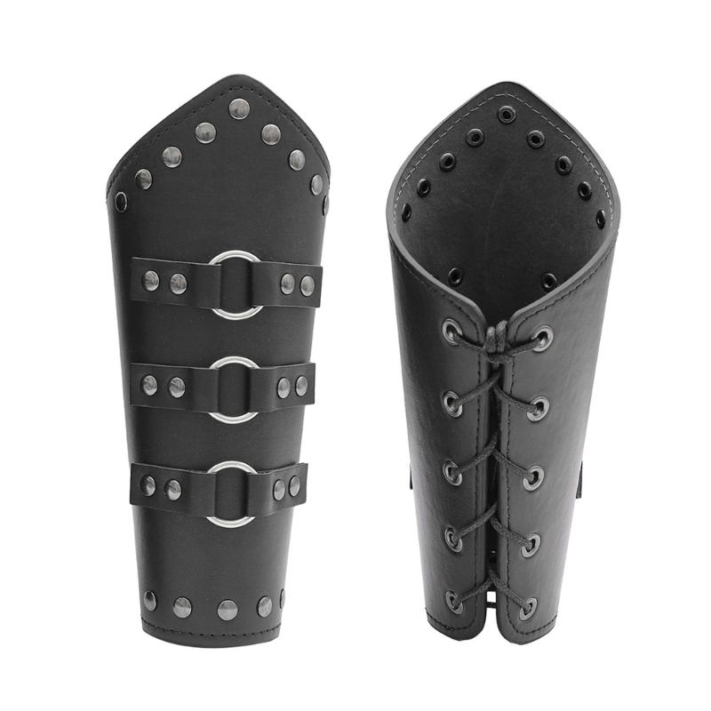 Knight Gauntlet Vintage Wrist Bracers with Rivet Decor Adult Cycling Wrist Guard Cosplay Halloween Supplies