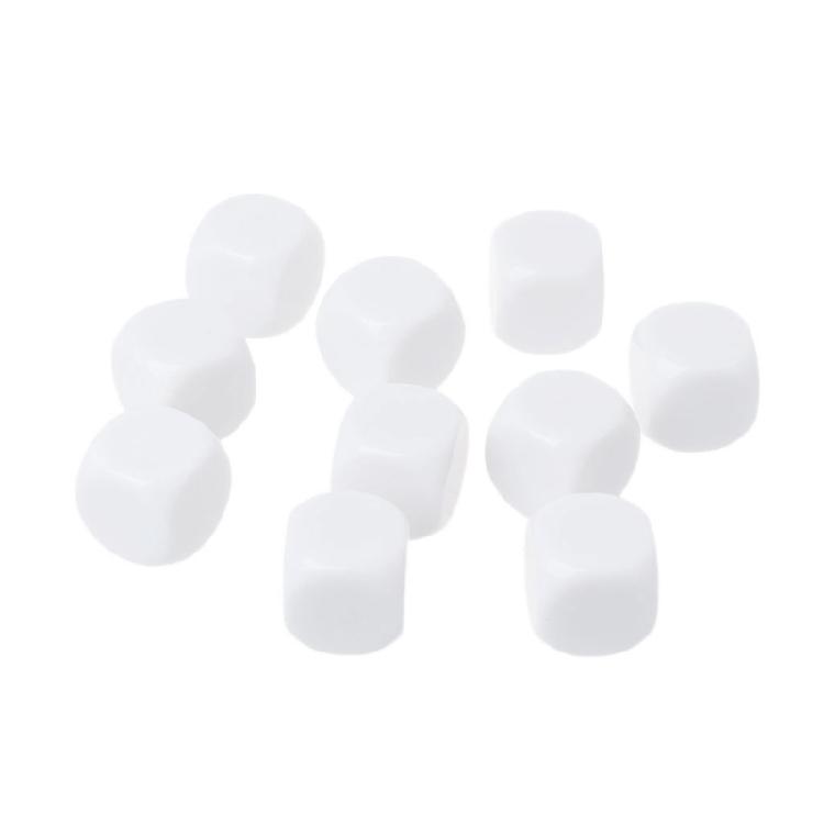 10Pcs Kids Educational Toy Board Game Dices Set White Dices Mathematical Tool 6 Sided Dices Acrylic Round Corner Dices