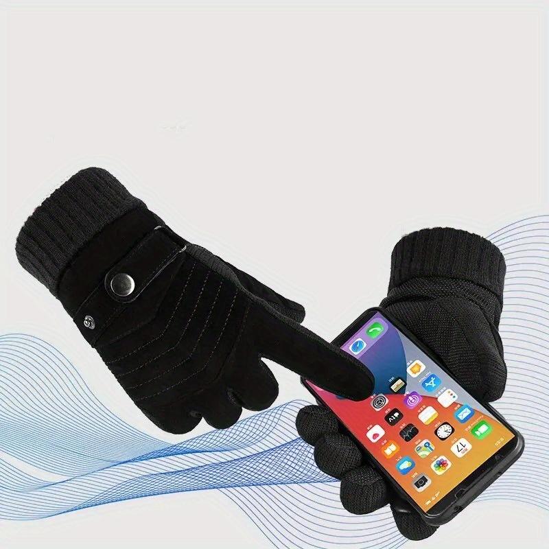 Gloves Men's Winter Cycling Motorcycle Windproof Cold Insulation Warm Leather Touch Screen Anti-Slip Thick Pile