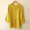 Plus Size Women's Solid Color Peter Pan Collar Lantern Sleeve Top