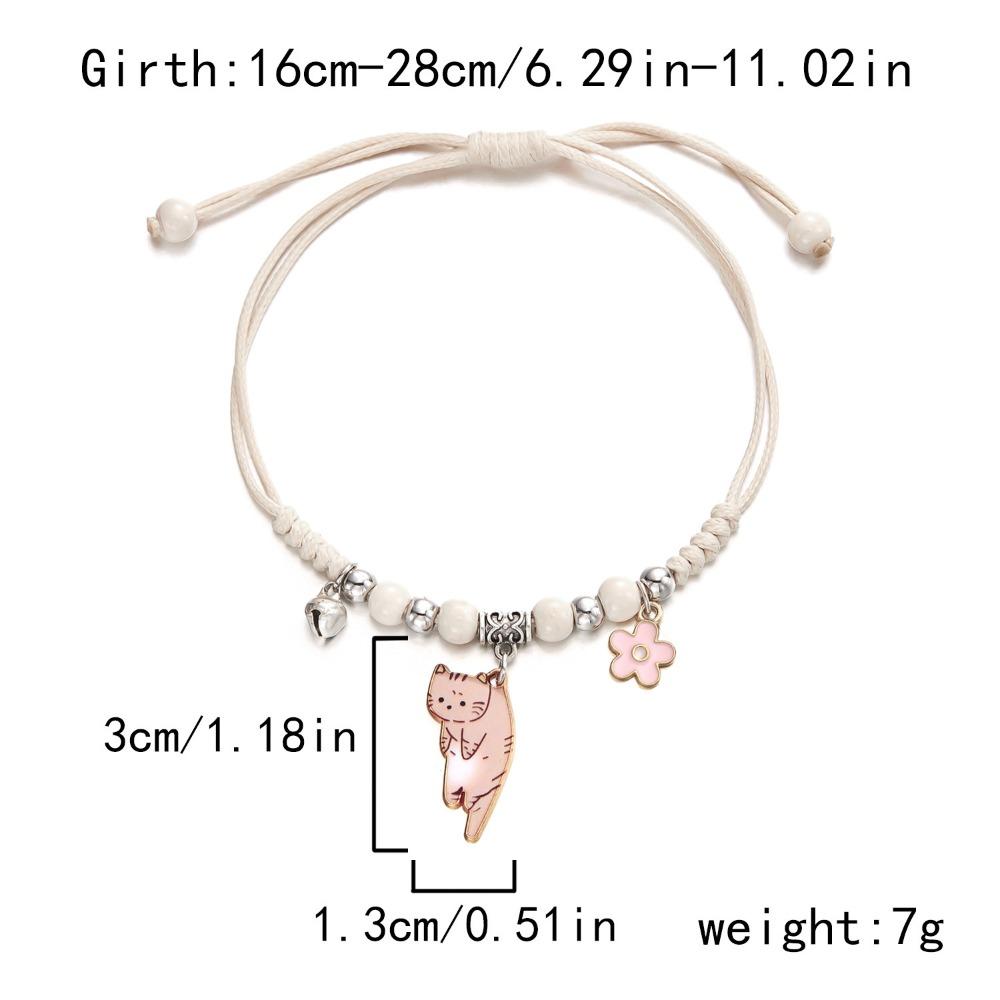 Hand Rope Handmade Bead Bracelet Woven Cartoon Hand Ring Retro Cat Bracelet Decoration