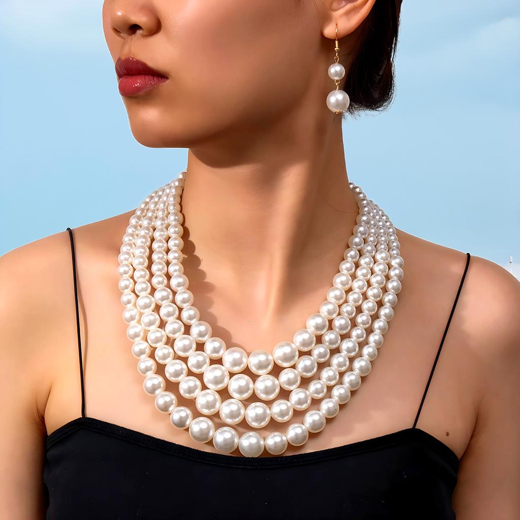 Модное преувеличенное женское колье-чокер, многослойное ожерелье, универсальный набор серег и ожерелья