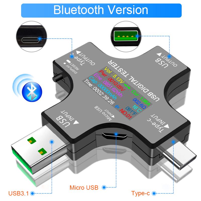 UC96 USB-тестер напряжения, измеритель тока, монитор, многофункциональный анализатор обнаружения мощности с быстрой зарядкой, инструменты для тестирования с приложением