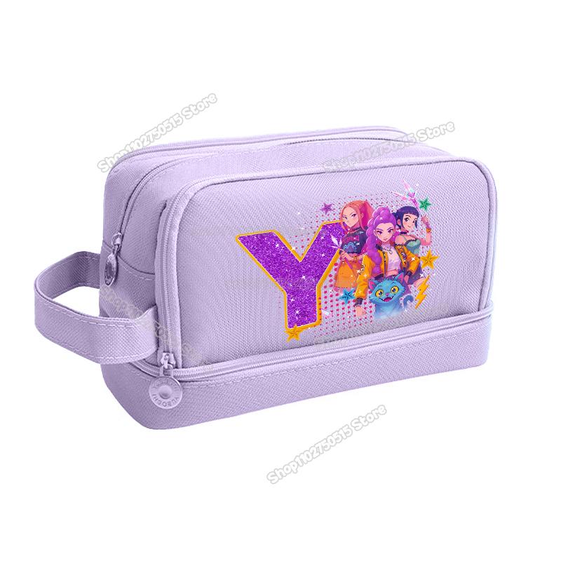 Kpop Demon Hunters Letter A-Z Pencil Bag Rumi Mira Zoey Girl Student Pencil Case High-capacity Stationery Pouch School Supplies