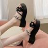 Thick-soled Two-wearing Sandals Female 2025 New Summer Wear Fashion Flower with Skirt Fairy Wind Pearl Casual Shoes