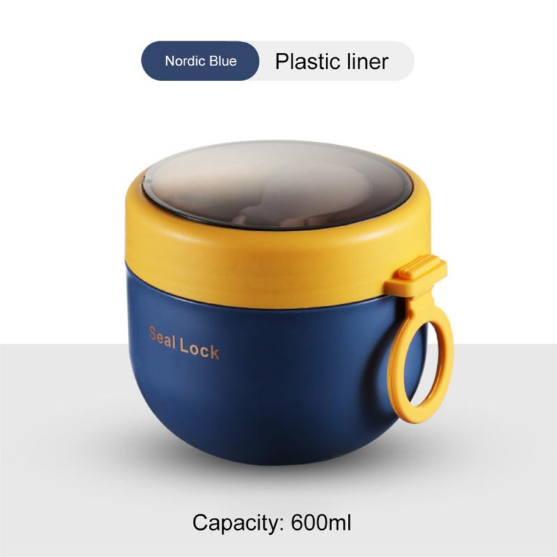 600 мл термобанка для еды, изолированная чашка для супа, термоконтейнеры из нержавеющей стали, ланч-бокс, термос, сохраняющий тепло, вакуумная чашка с ложкой