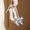 2024 новые туфли на высоком каблуке из прозрачного хрусталя с феей, женские летние туфли на тонком каблуке с острым носком, украшенные стразами в виде бабочки