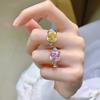 Благородное женское бриллиантовое кольцо S925 Silver High Carbon Diamond 5 Carat Square Poodle Yellow Powder Diamond Ring Impact Ring для женщин