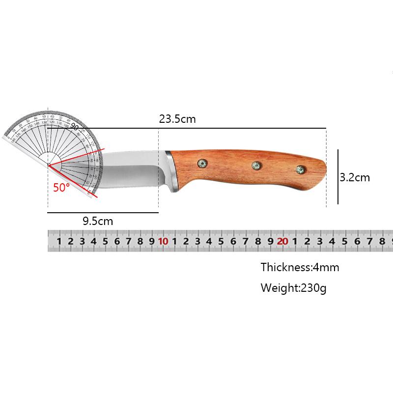 Кухонный нож с деревянной ручкой Full Tang, тесак для мяса, поварской нож, нож для нарезки стейков, овощей, рыбалки с ножнами