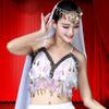 Women Bra Top Sequin Tassel Halter Neck Waist-exposure Backless Sleeveless Belly Dance Boho Festival Top Clubbing Tribal Bra Performance Exotic Top