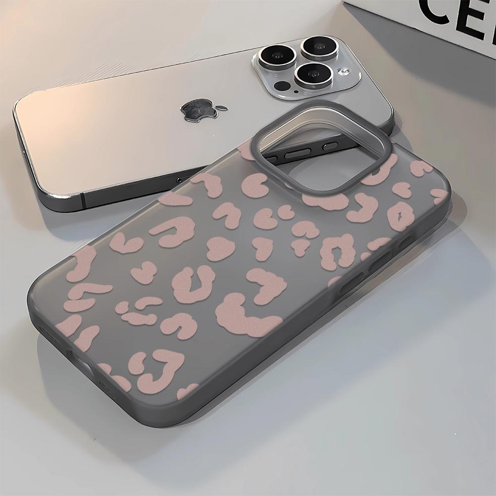 Pink Leopard Print Silicone Phone Case For IPhone 17 17Air 16 15 14 13 12 11 ProMax 16Plus Shockproof Soft Bumper Cover