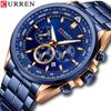 Men's Luxury Watches Fashion Sporty Wristwatches Male Chronograph Quartz Stainless Steel Clock with Luminous Hands 8399