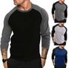 2024 New Men's Round Neck Long Sleeved T-shirt Breathable Plus Size Base Shirt Men's Casual and Fashionable Raglan Top