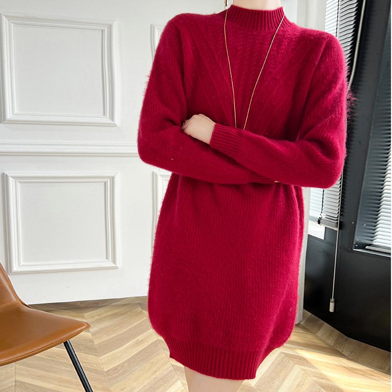 Женское кашемировое платье Qinghe кашемир 30% кашемир 70% шерсть осенне-зимняя кашемировая юбка мягкая и теплая