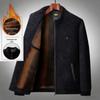 Мужской зимний шерстяной пальто из велюра и шерсти - Теплая куртка для среднего возраста