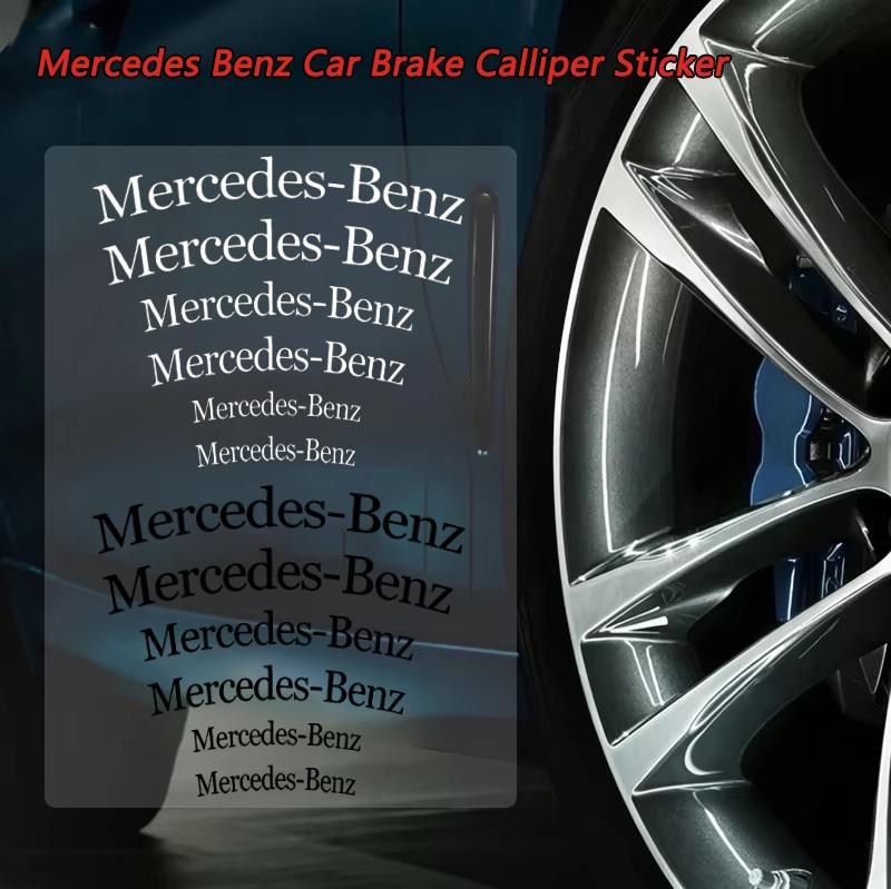 CRN1 6pcs Car Caliper Sticker Wheel Hub Decals Decoration For Mercedes Benz AMG W203 W206 W220 W205 W211 W212 W201 W210 W108 W168