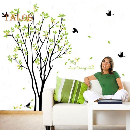 TOP-MART Lemon Tree Bird Wall Sticker Adhesive Decal Mural Living Room Bedroom Home Decor