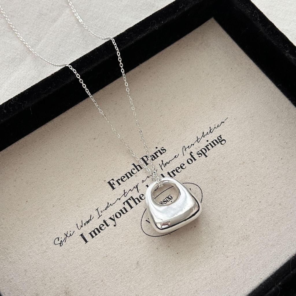 Minimalist Silver Pendant Necklace: Women's Adjustable Black Rope Sweater Chain