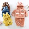 Autumn and Winter New Infant and Toddler Boys and Girls Anti Dirty Plush Fleece with Ears Cute Winter Set