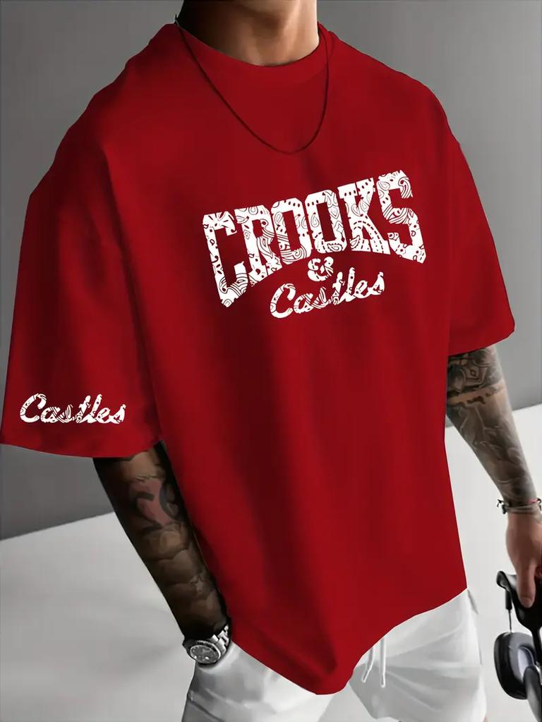Мужская повседневная летняя спортивная одежда Crooks&Castles с забавными узорами и буквенными принтами для дома и спорта на открытом воздухе, удобные топы