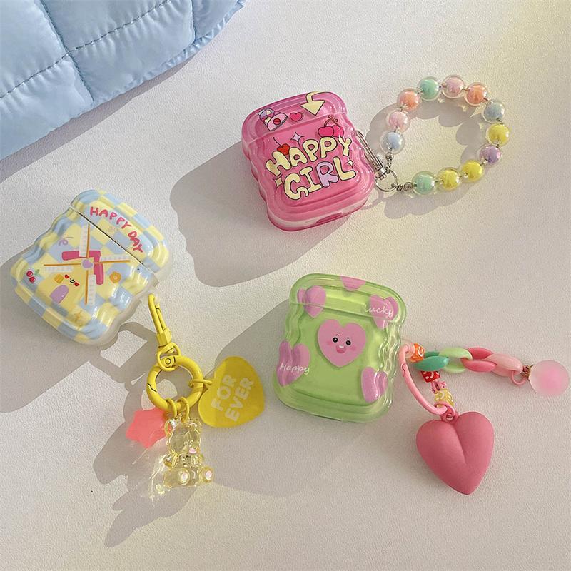 Чехол для наушников INS Heart Windmil для Airpods Pro 2, чехол с милым медведем и разноцветными бусинами, мягкий силиконовый чехол с мультяшным животным для Airpods 1 2 3