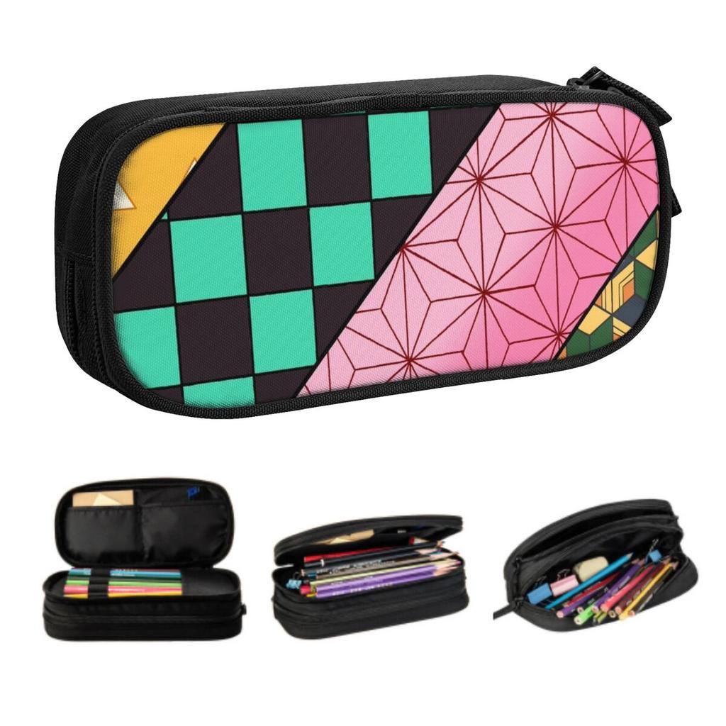 Custom Demon Slayer Kimetsu No Yaiba Cute Pencil Case Boy Girl Large Capacity Anime Manga Pencil Box Students Stationery