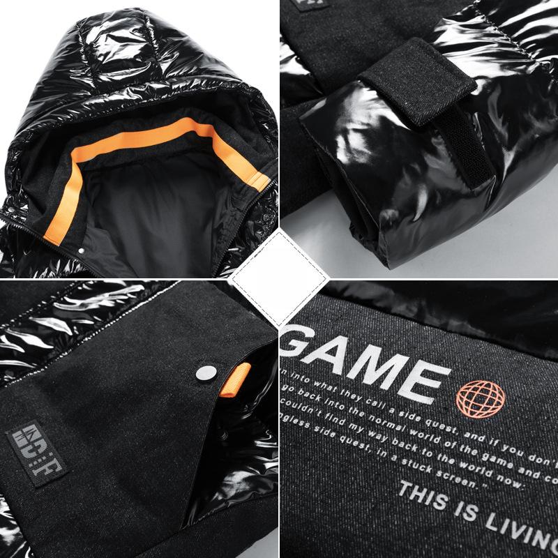 Блестящая пуховая куртка Мужская зимняя одежда Новый модный бренд Легкий и короткий стиль Модное осенне-зимнее утепленное пальто с капюшоном
