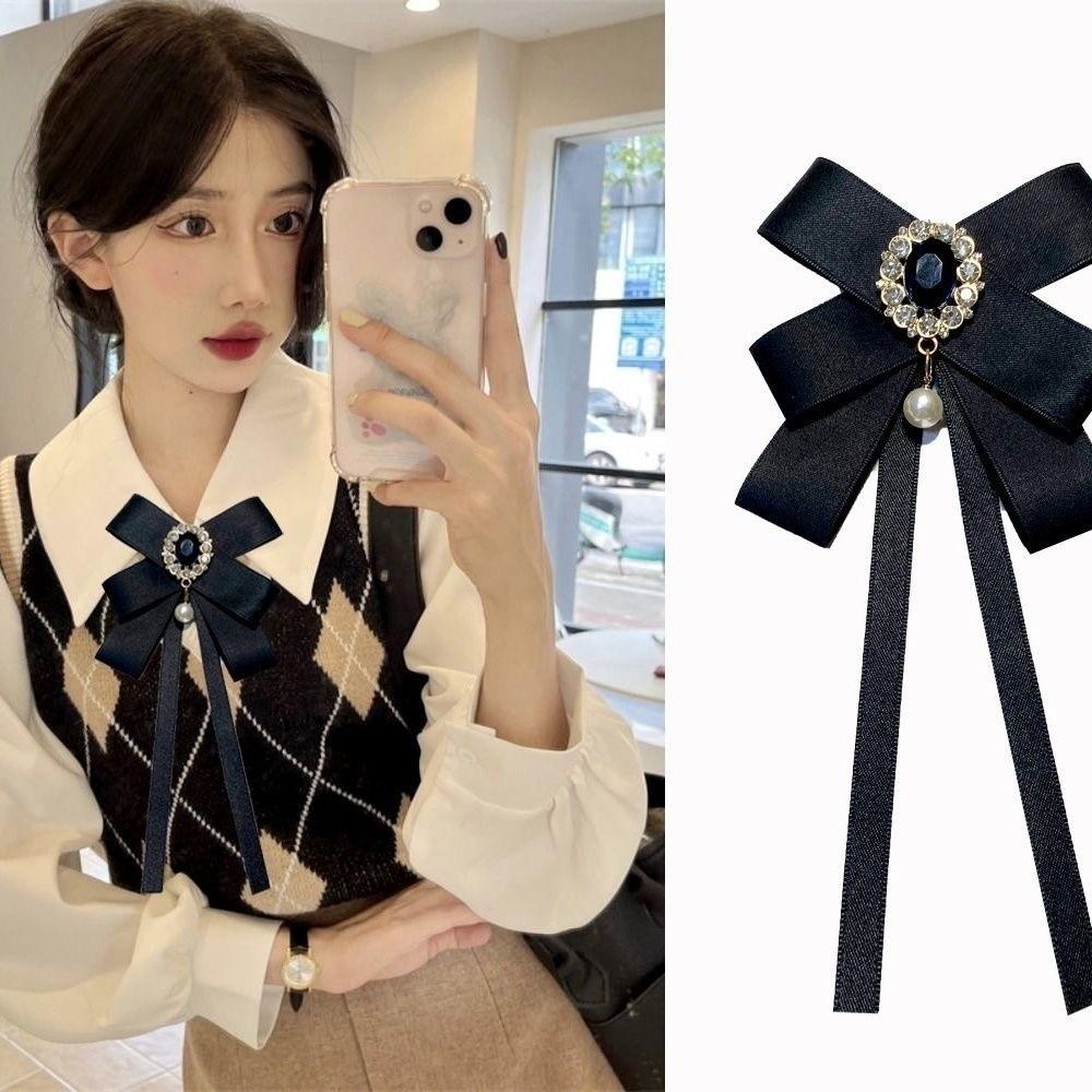 Adjustable Shirt Brooch Pearl Pendant Shirts Bow Tie Accessory Butterfly Knot Tie For Shirts